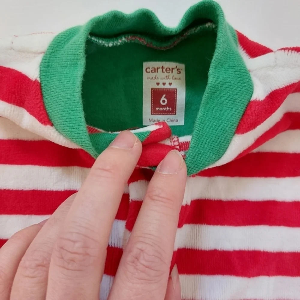 Peppermint Stripe Snowman Christmas Sleeper Size 6 Months Carter's Footie‎ Pjs